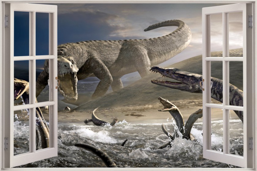 Window Fantasy Dinosaur Wall Stickers Film Decal Wallpaper