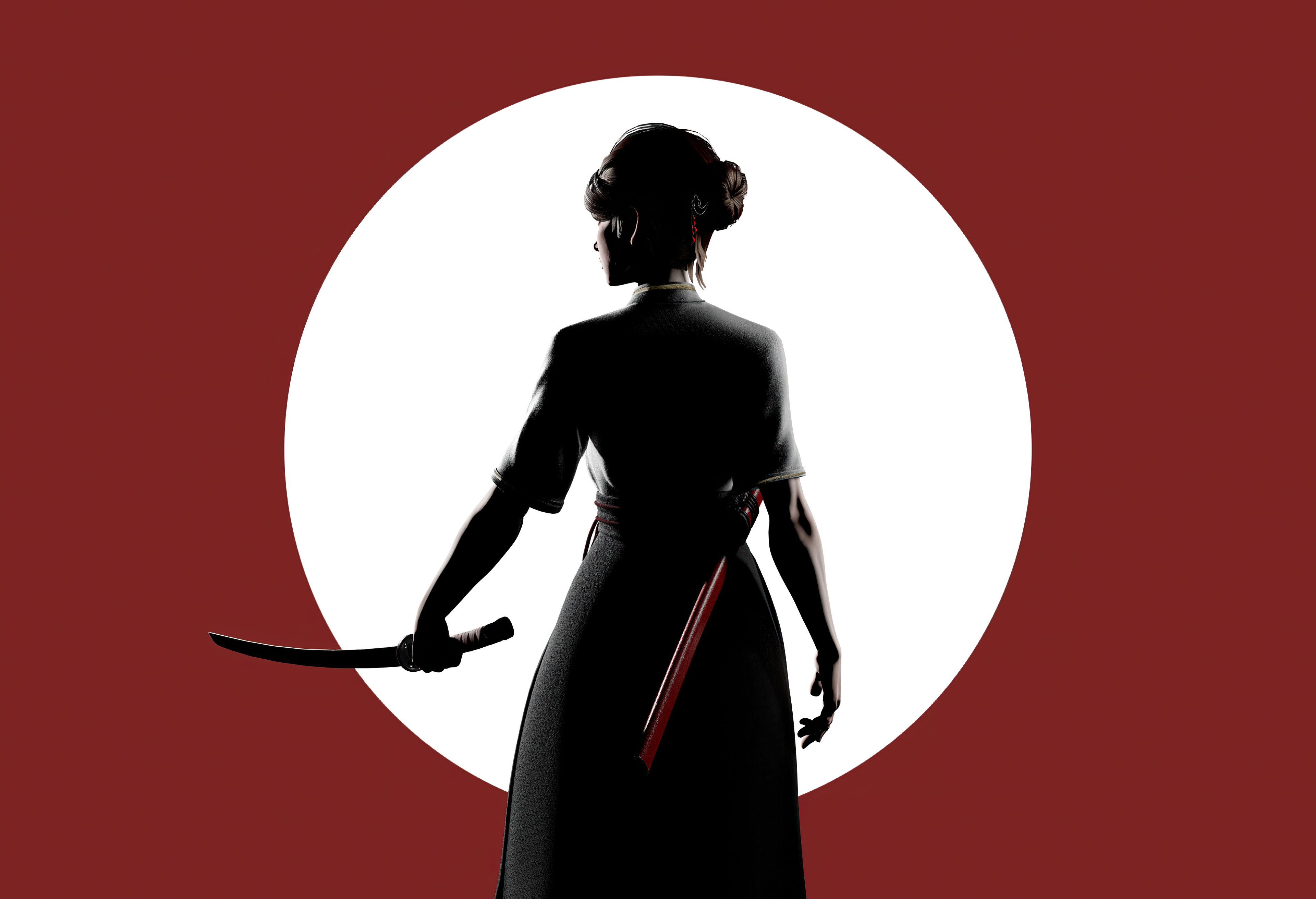 Katana With Sword Minimal 4k Wallpaper HD Artist Image
