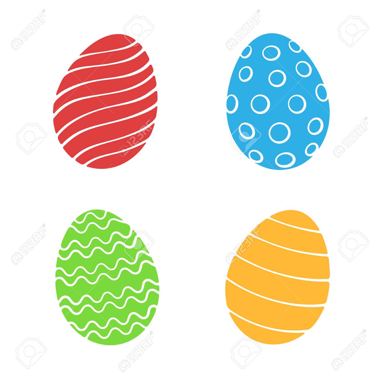 Set Of Silhouettes Easter Eggs Patterns Elements For Greeting