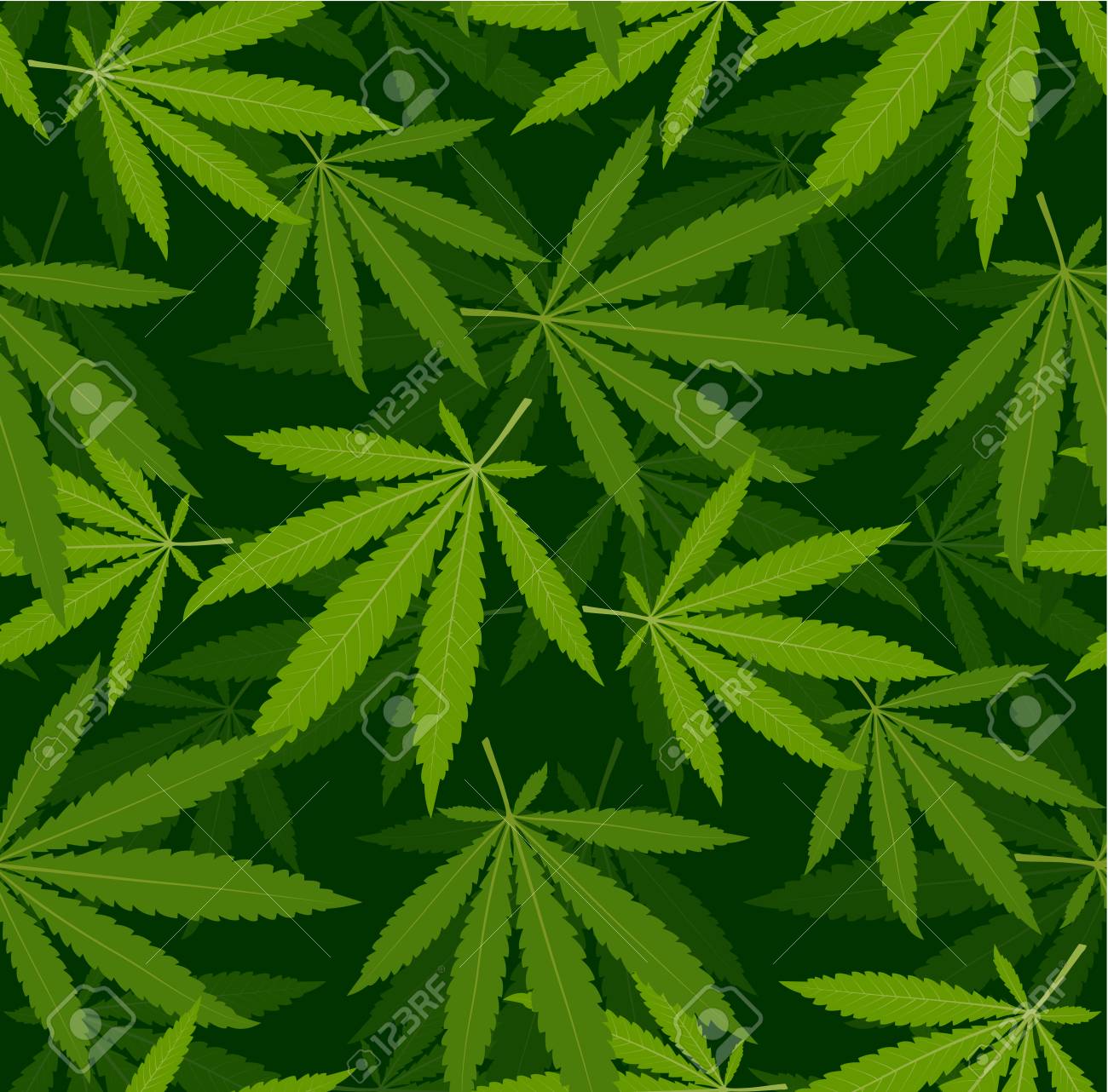 Marijuana Leaves Seamless Vector Pattern Cannabis Plant Brue