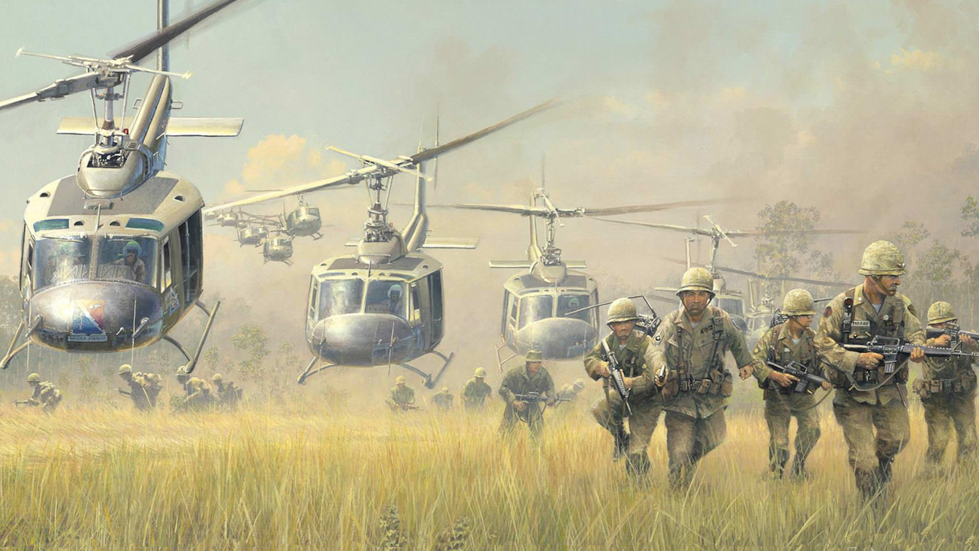 War Iroquois Landing Huey Vietnam Bell Wallpaper Background