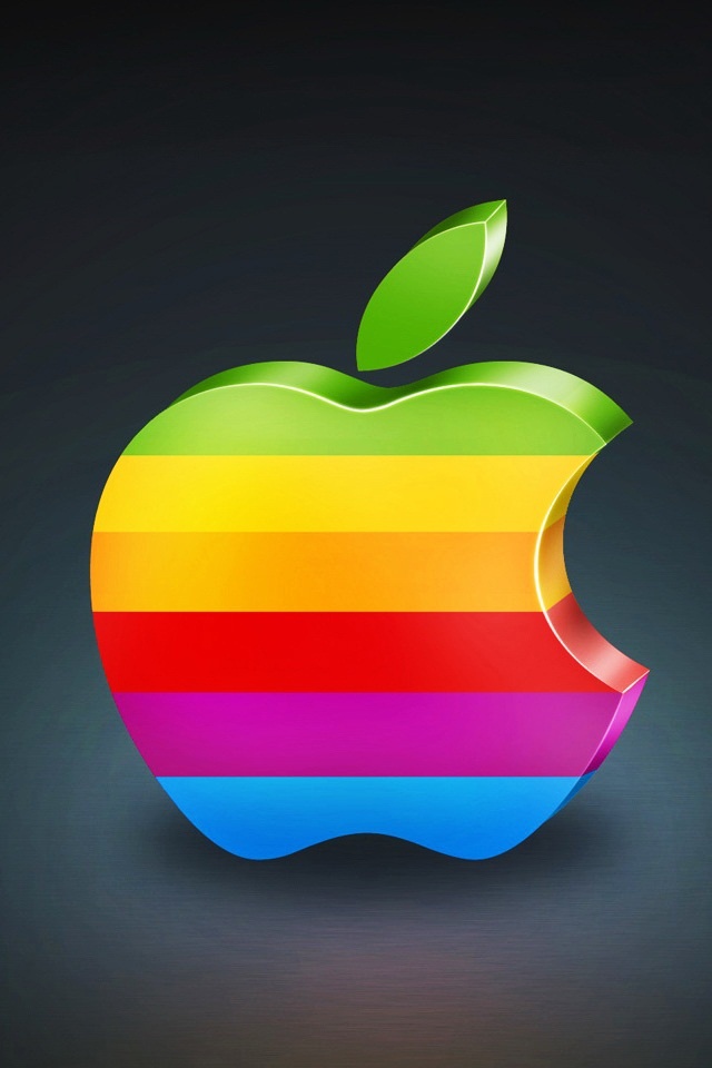 ipod touch iphone 4 s 640x960 mobile wallpaper apple logo colorful