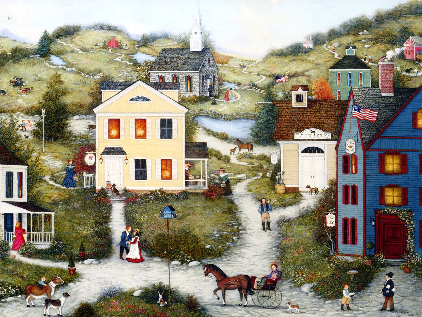 Painting Americana Villages And Country Life No Wallpaper