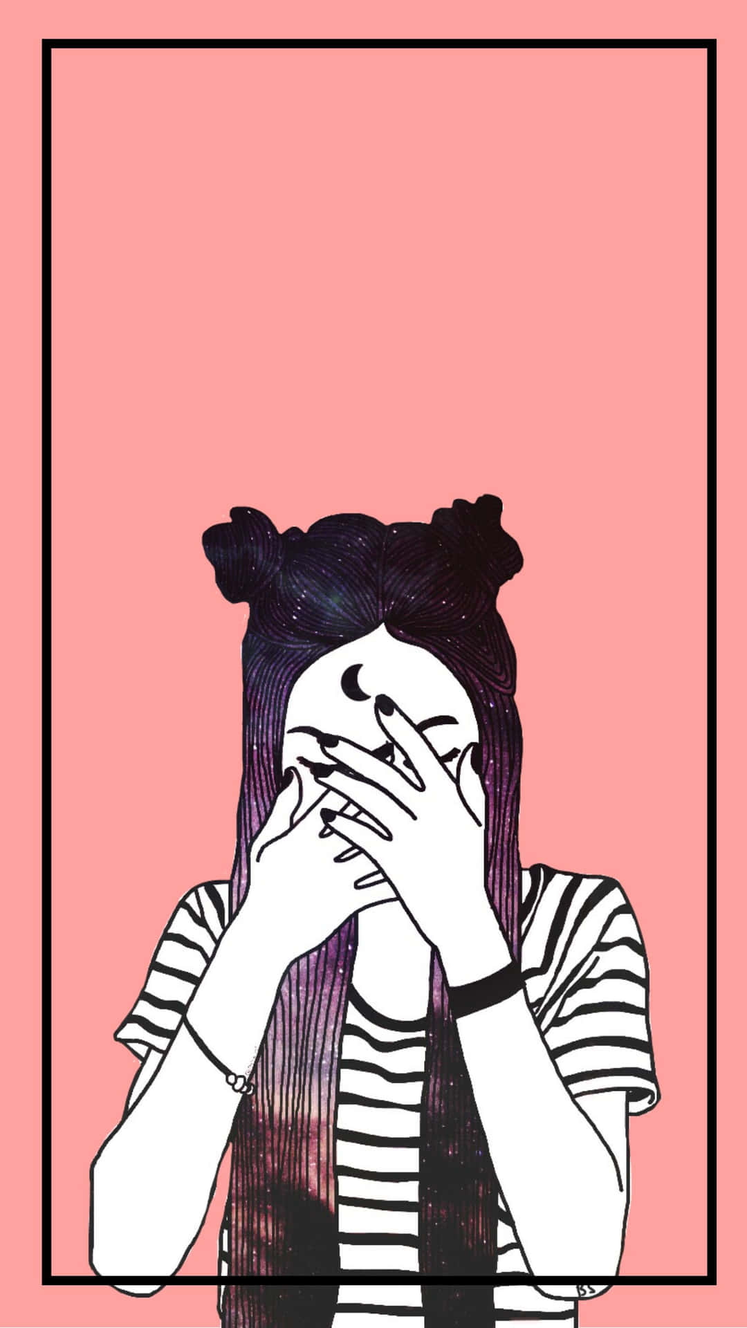 Sadness Cartoon Girl On Pink Background Picture Wallpaper
