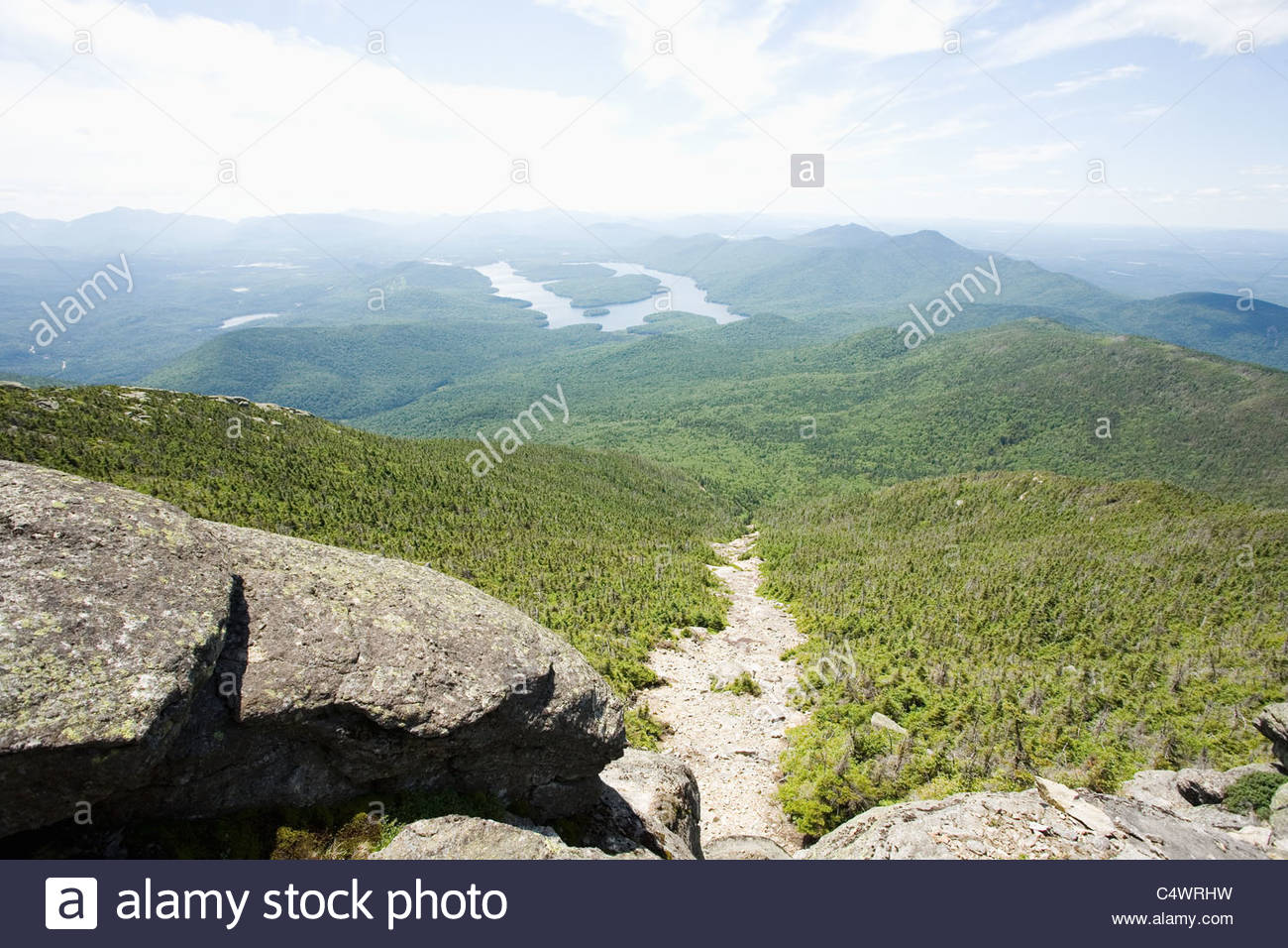 Usa New York State Of Adirondack Mountains With Lake Placid