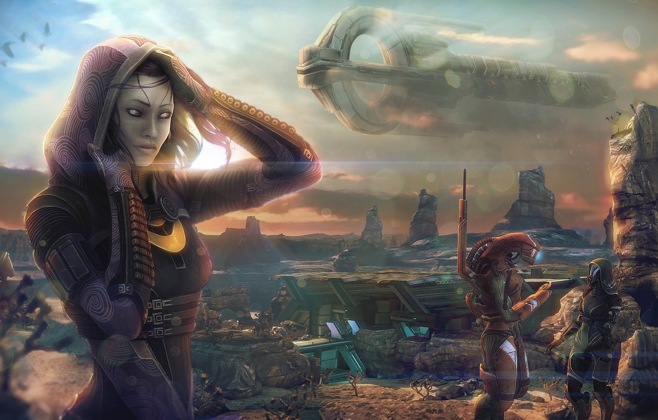 Wallpaper Mass Effect Art Drill Vas Normandy Geth Tali Space
