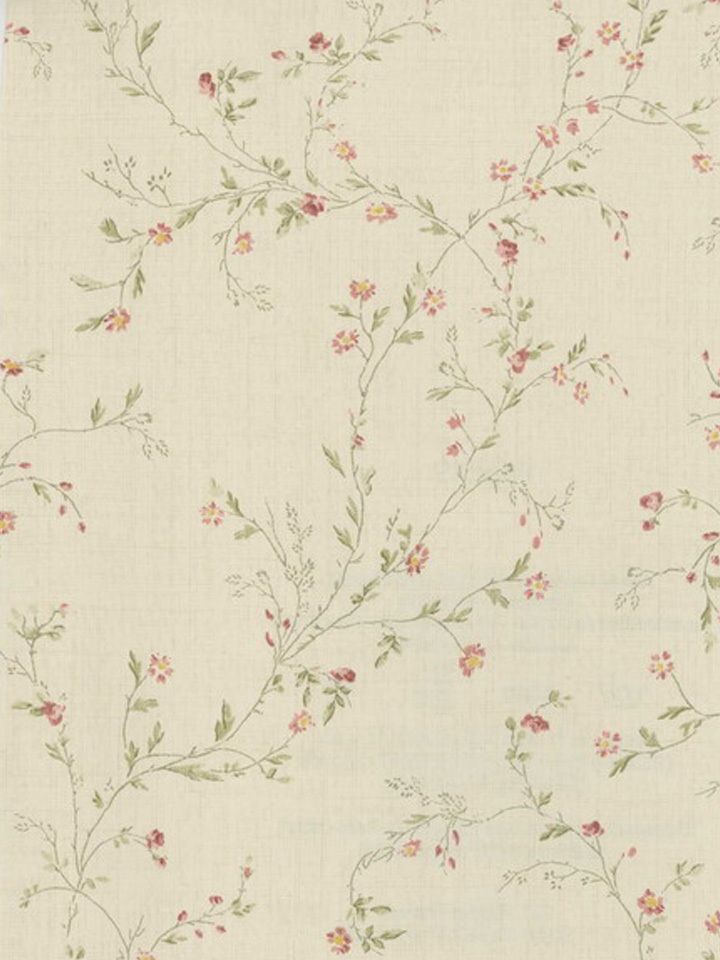 Tan Dainty Floral Trail Wallpaper Traditional