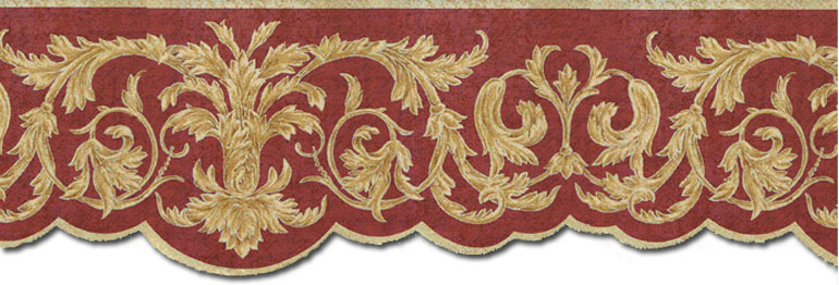 Details About Gold Scroll Leaf Le Aves Red Wallpaper Border Rst21522d