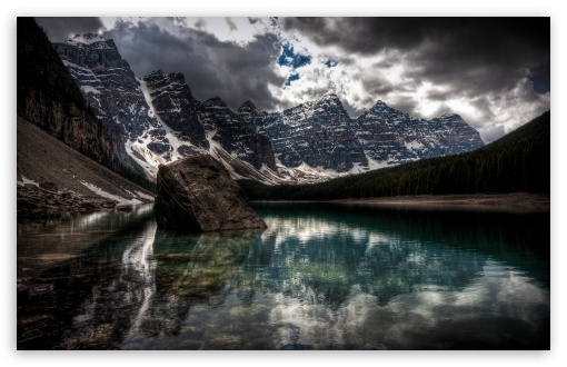 Monochrome mountain lake scenery wallpaper Wallpaper Wide HD