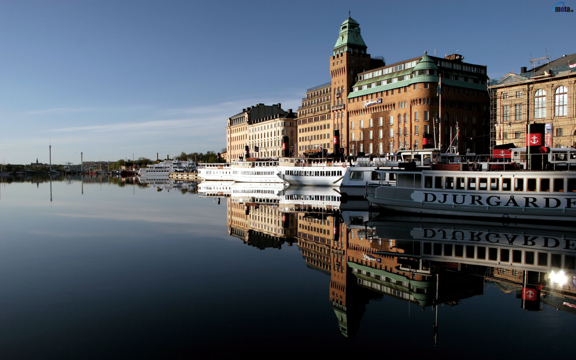 Wallpaper River Reflection Stockholm Sweden