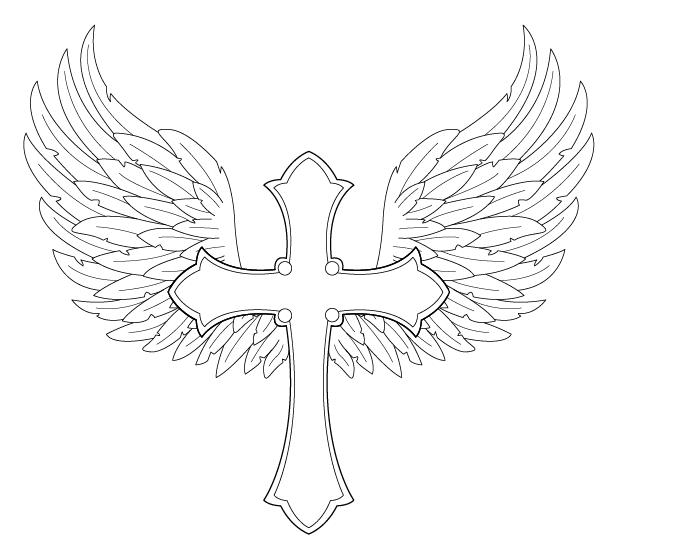 Cross And Angel Wings Wallpaper With By