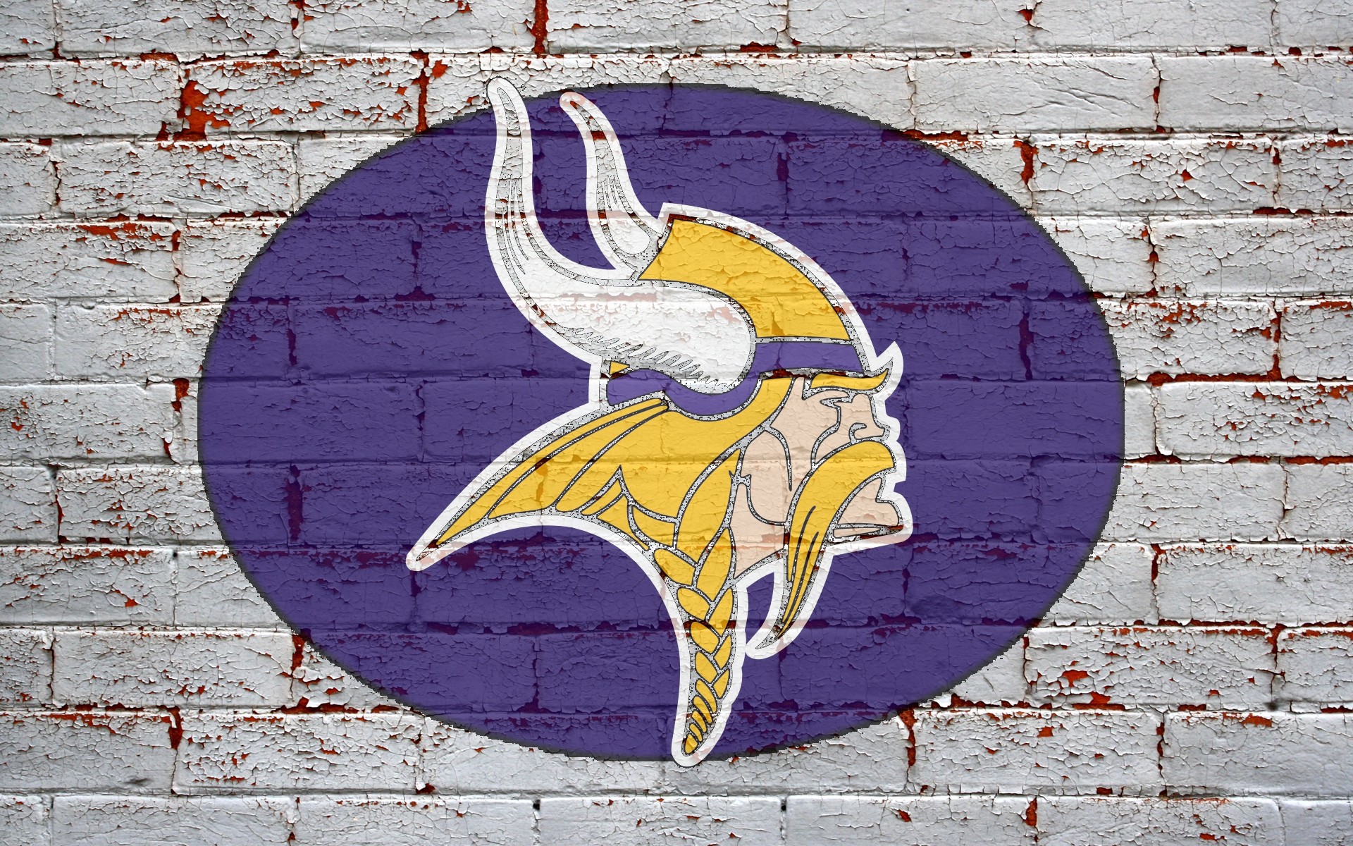 Vikings Logo On Grey Brick Wall Wide Nfl Minnesota