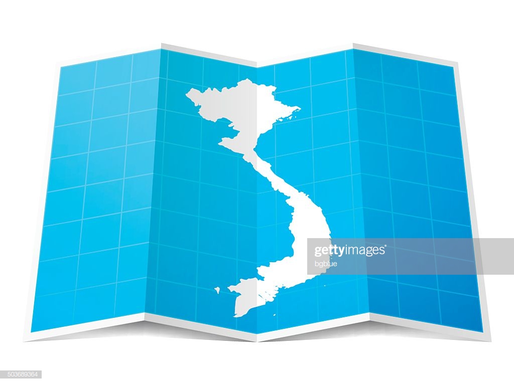 Vietnam Map Folded Isolated On White Background High Res Vector