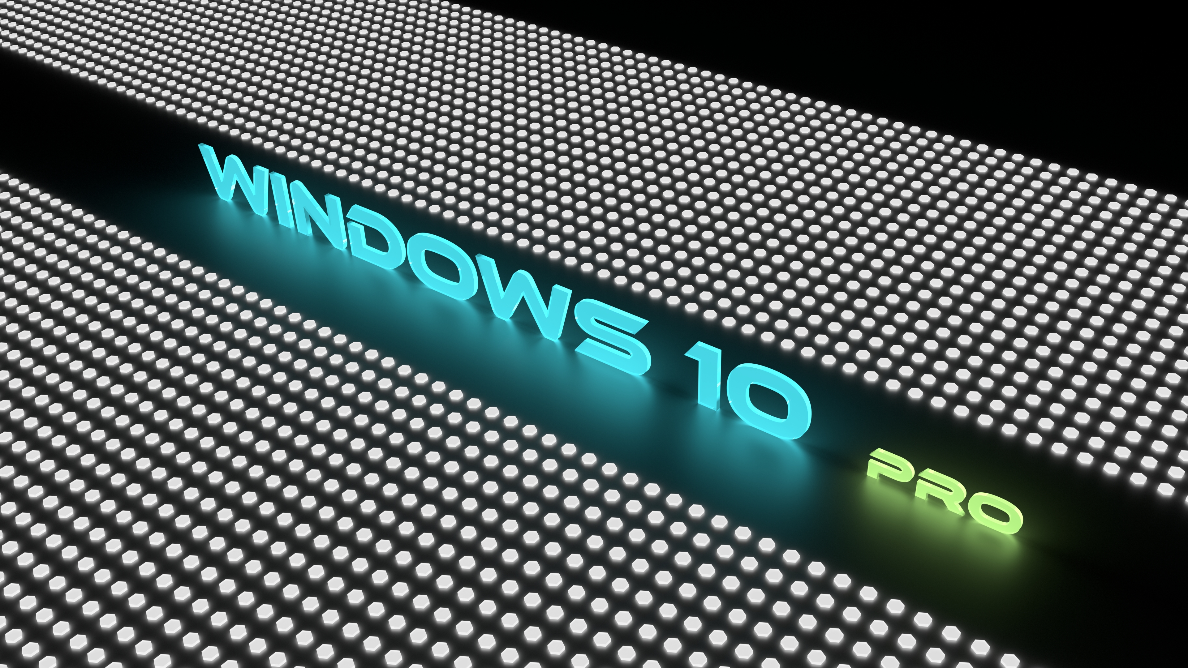 A futuristic, glowing Windows 10 Pro logo on a dark, textured background