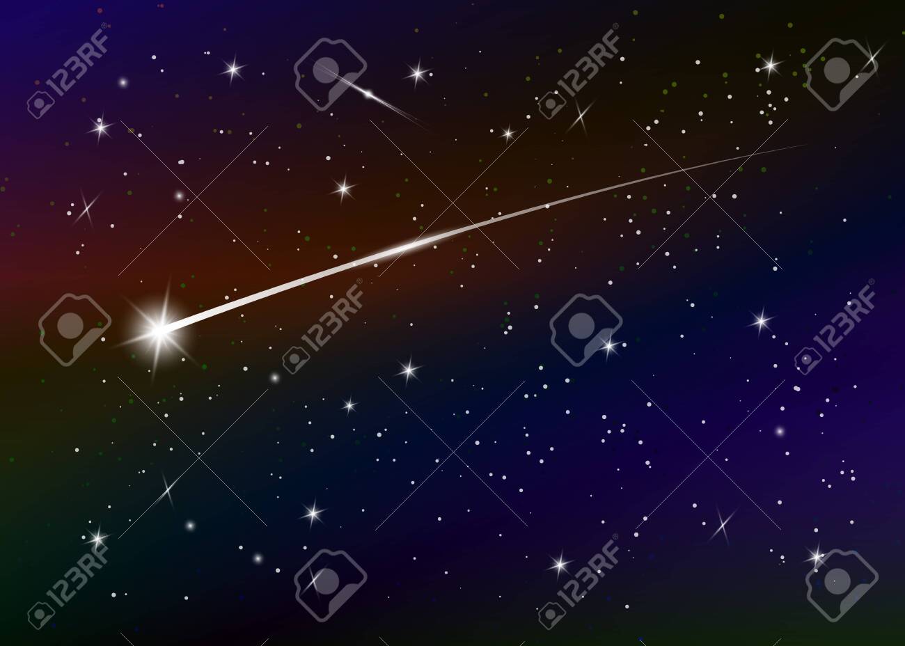 Shooting Star Background Against Dark Blue Starry Night Sky