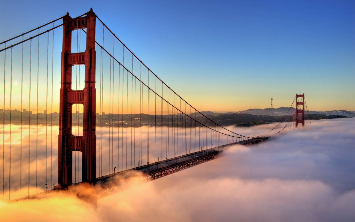 Golden Gate from San Francisco with beautiful sunset mix with cloud 1440x900