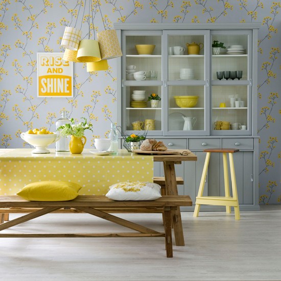 Lemon And Dove Grey Dining Room Yellow Decorating Ideas