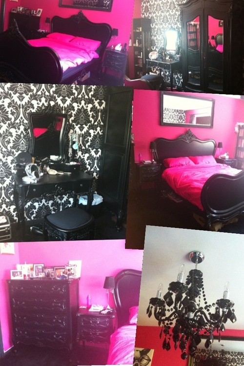 Future Bedroom Design Hot Pink Walls Chandelier Victorian Wallpaper