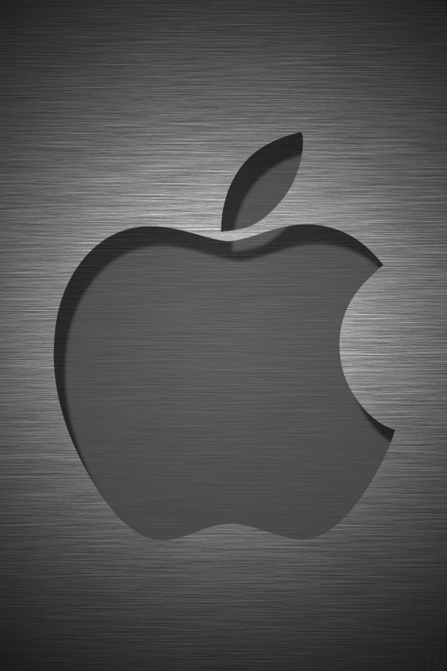 For iPhone Logos Wallpaper Brushed Metal Apple