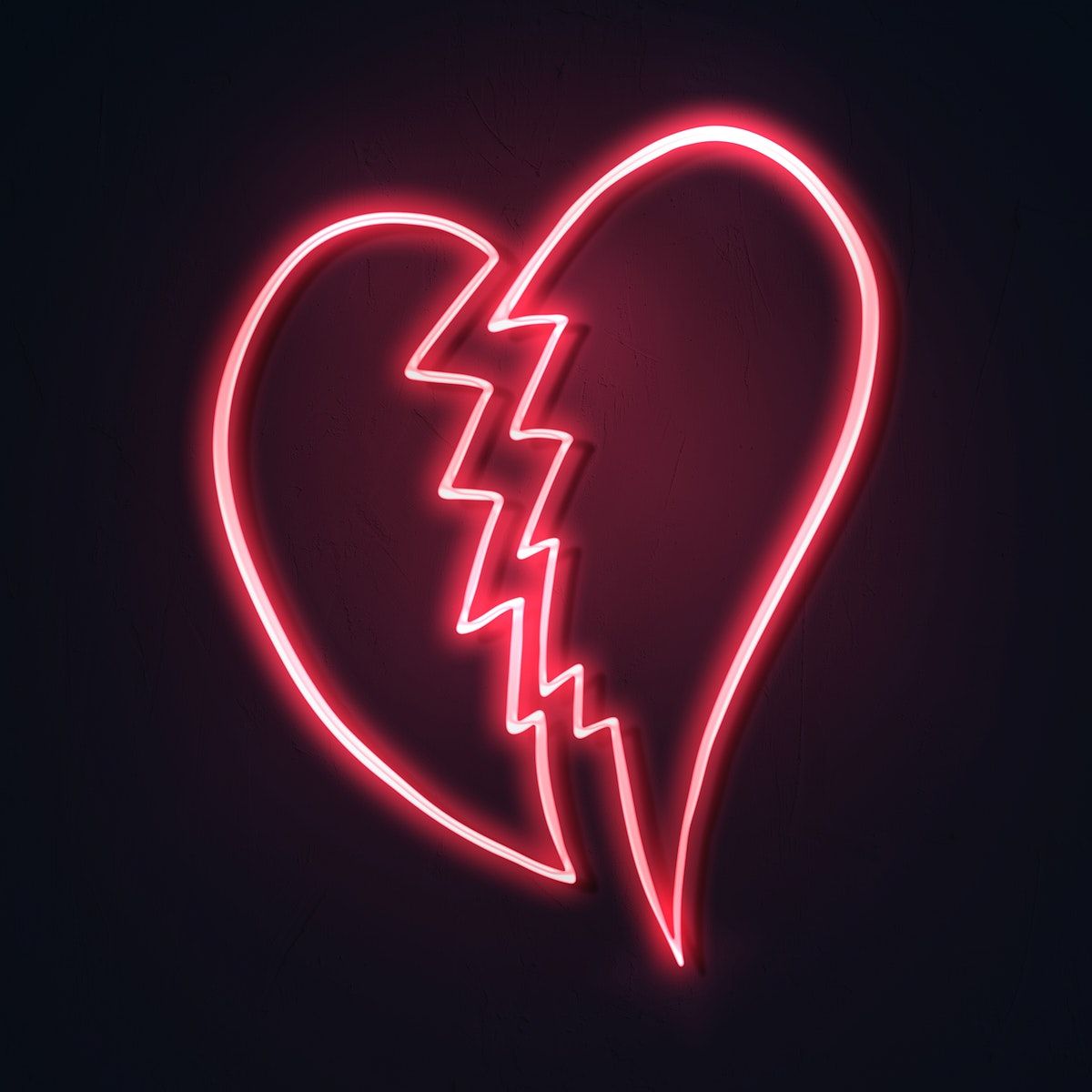 Neon Red Broken Heart Sticker Overlay Design Resource Premium