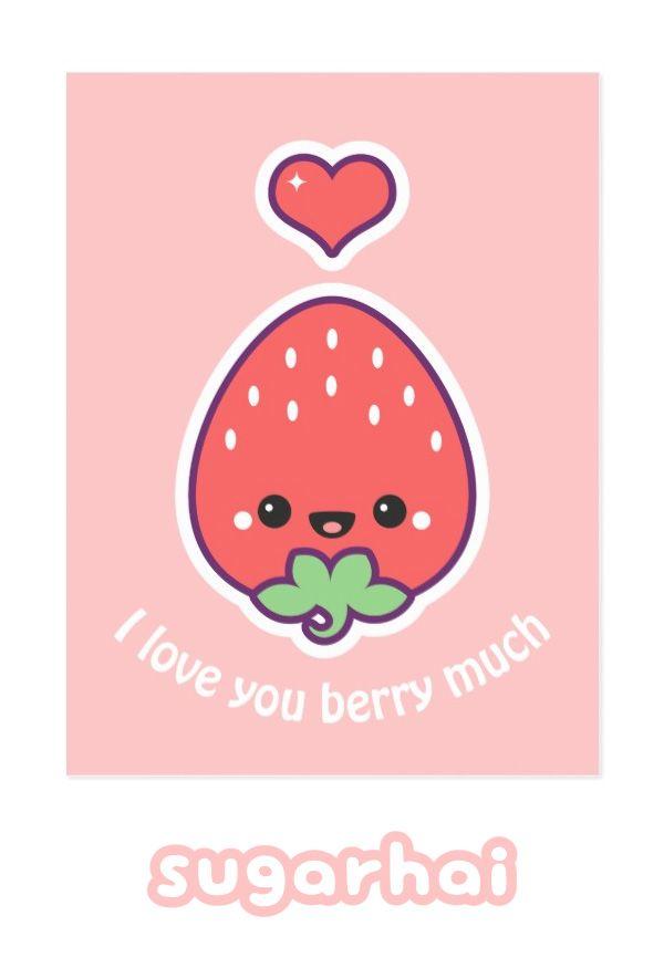 Strawberry Cute Postcard Kawaii