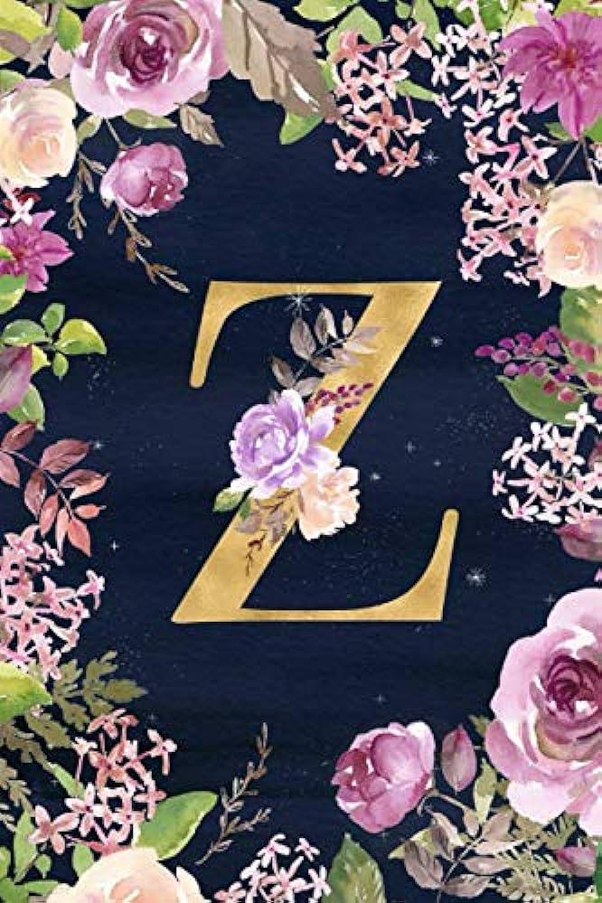 Title Z Purple Floral Letter Personalized Initial Monogram