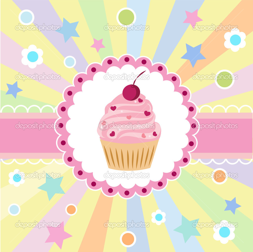 Cute Happy BirtHDay Card With Cupcake Wallpape