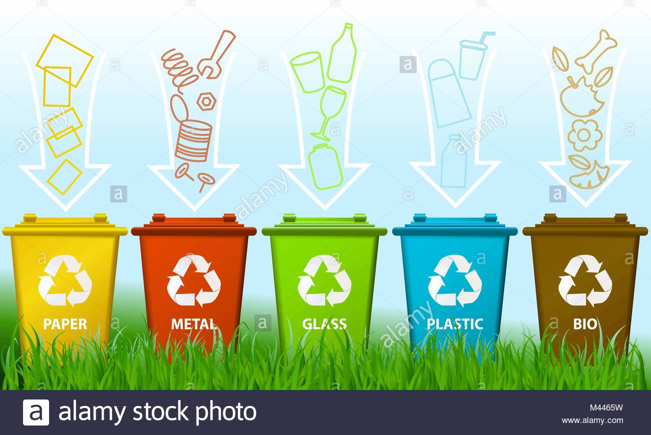 Waste Segregation Background With Recycle Bins Stock Vector Art