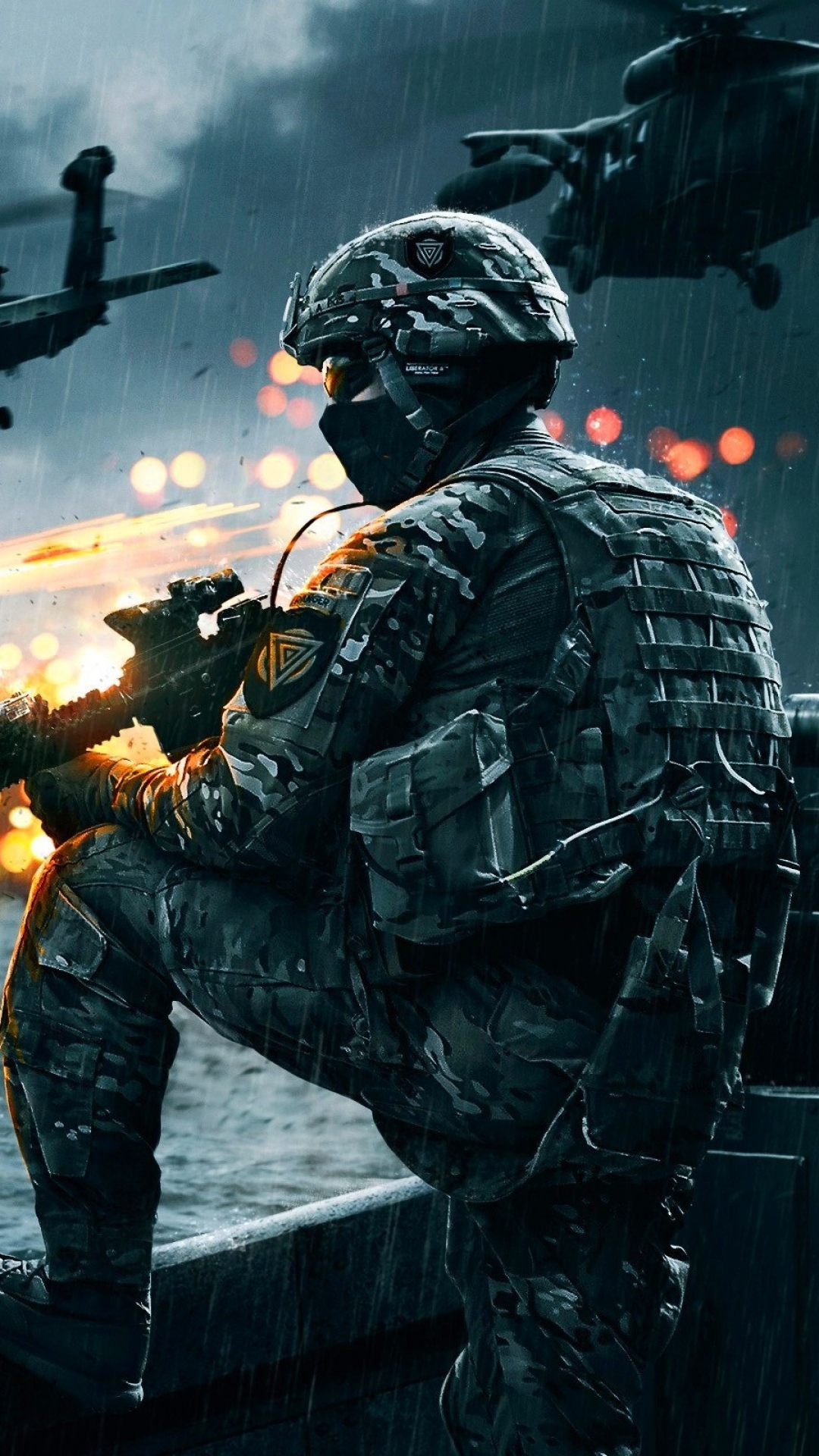 Bf4 Game Night Fighting Helicopter Soldier Gun Wallpaper