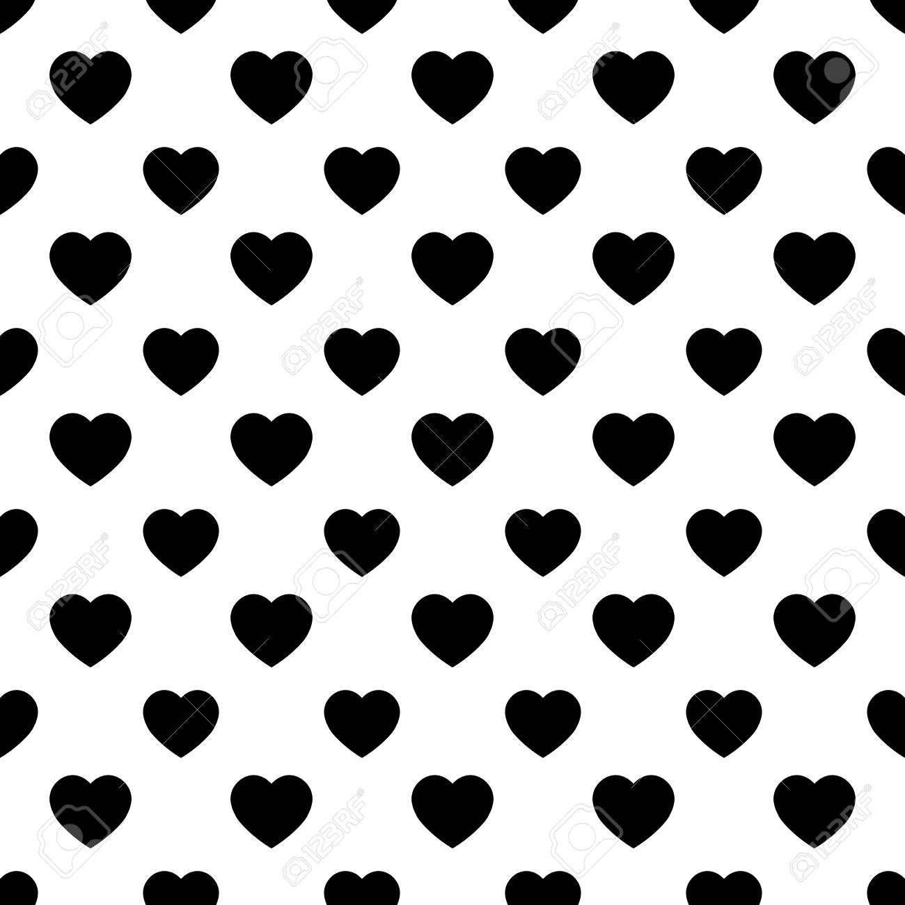 Simple Heart Shape Seamless Pattern In Diagonal Arrangement Love