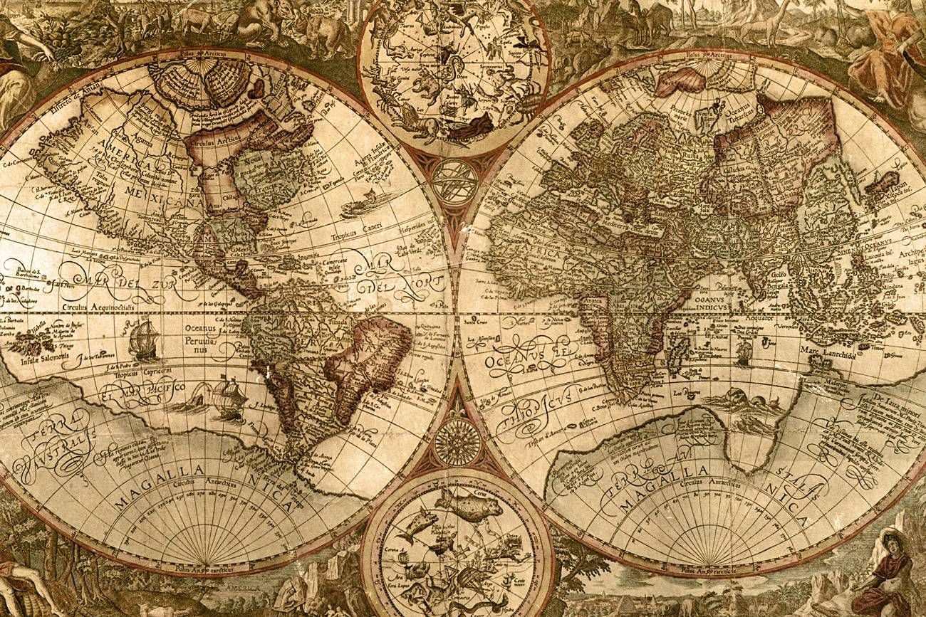 Vintage World Map Wallpaper Top