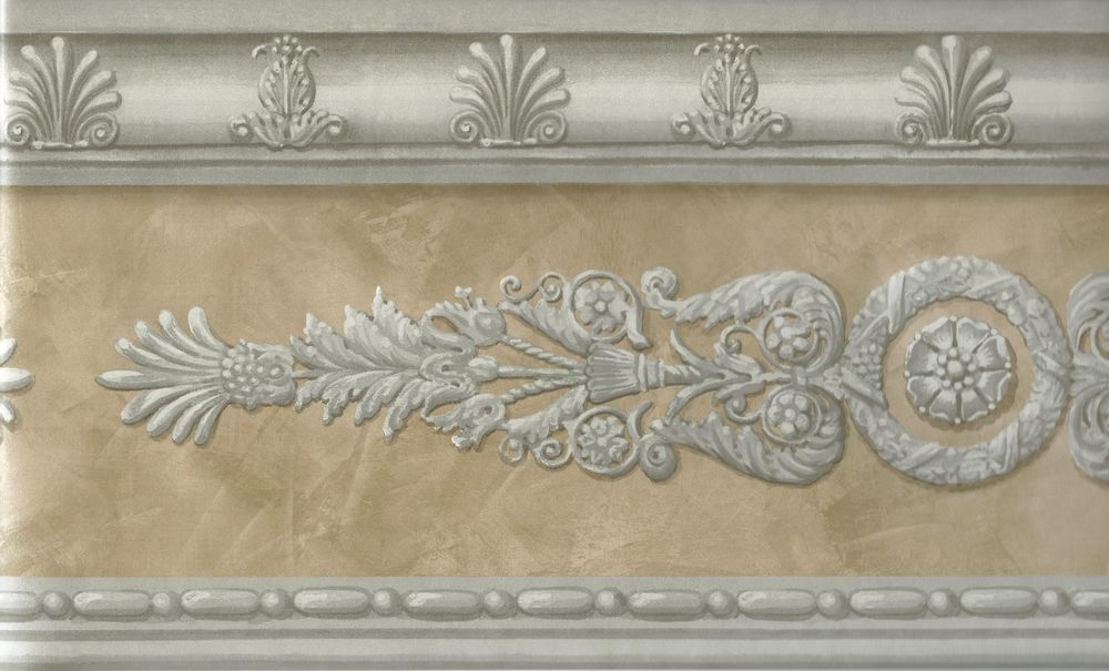 Wallpaper Border Shiny Silver And Light Gold Architectural Faux