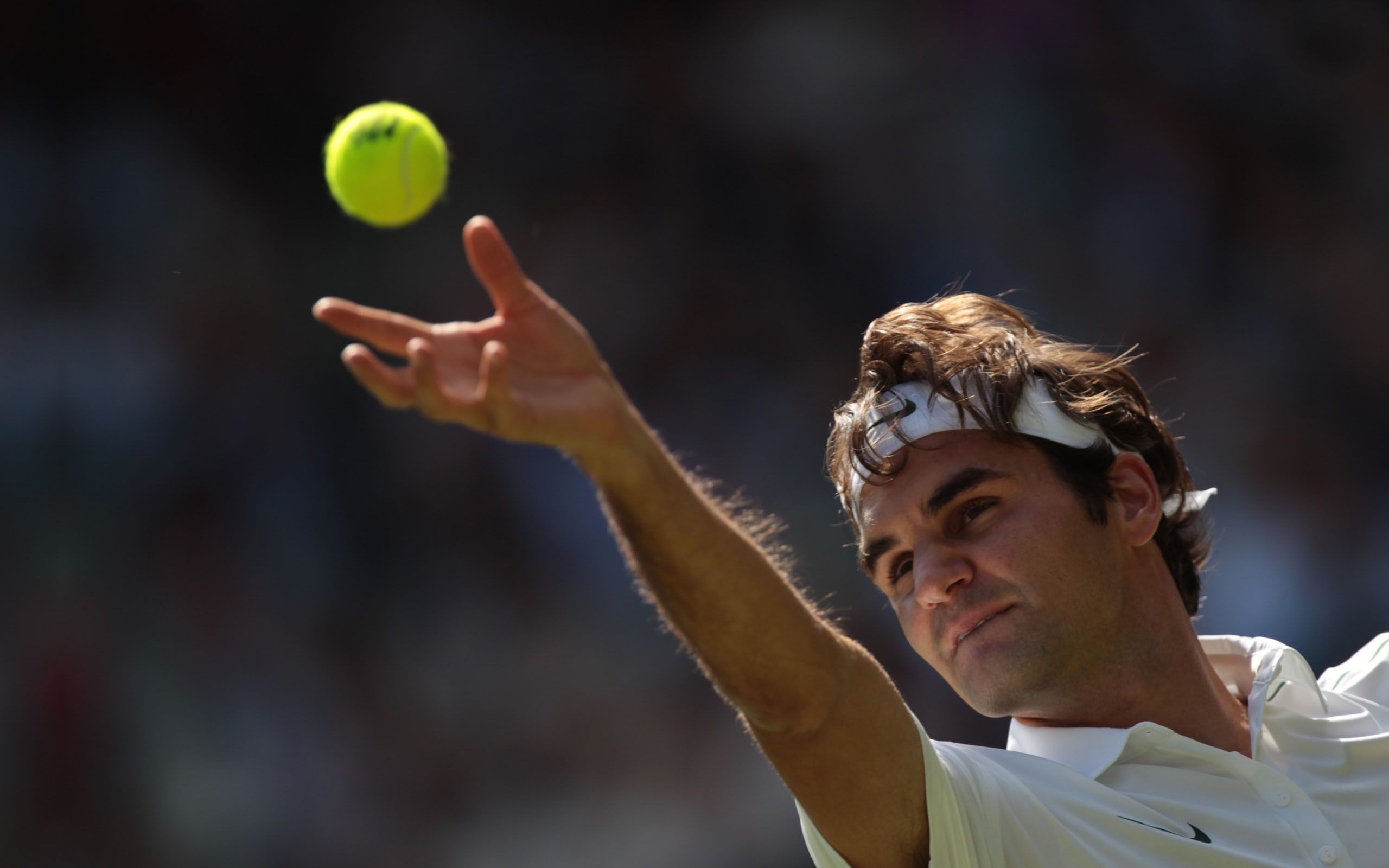 Roger Federer Serve A Tennis Ball Wallpaper HD