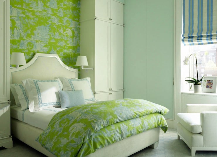 Green and Blue Bedrooms Contemporary girls room David Kleinberg