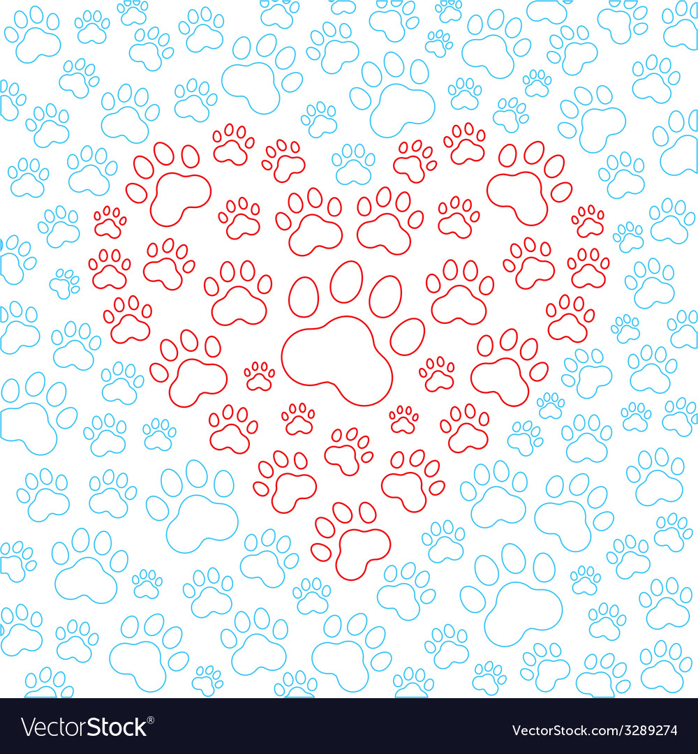 Heart With Dog Or Cat Paws Background Royalty Vector