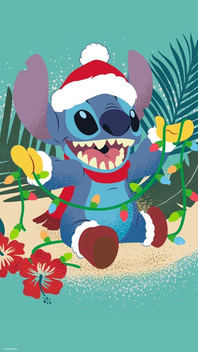 Stitch Holiday Wallpaper Christmas wallpaper iphone cute Disney