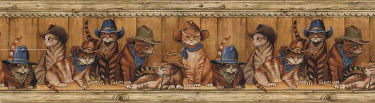 CATS in HATS WESTERN Wallpaper Border EL49030B
