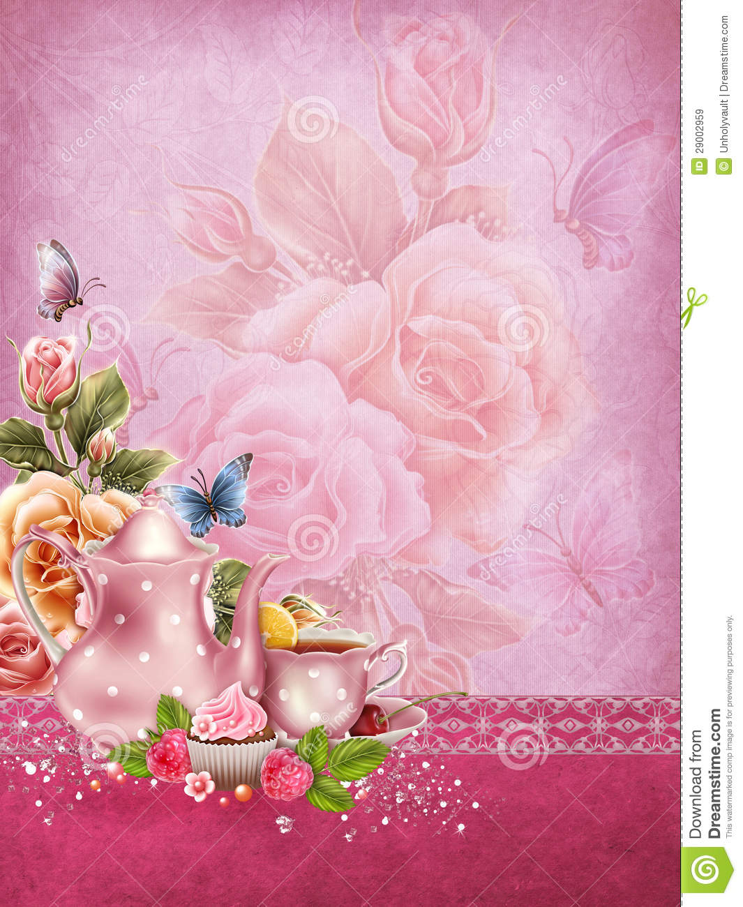 Tea Party Background Pink With A Pot
