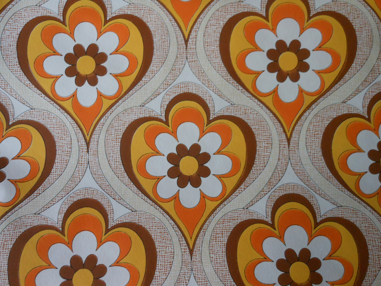 Retro Wallpaper by the Yard 70s Vintage Wallpaper \u2013 1970s Vintage Wallpaper Orange Damask