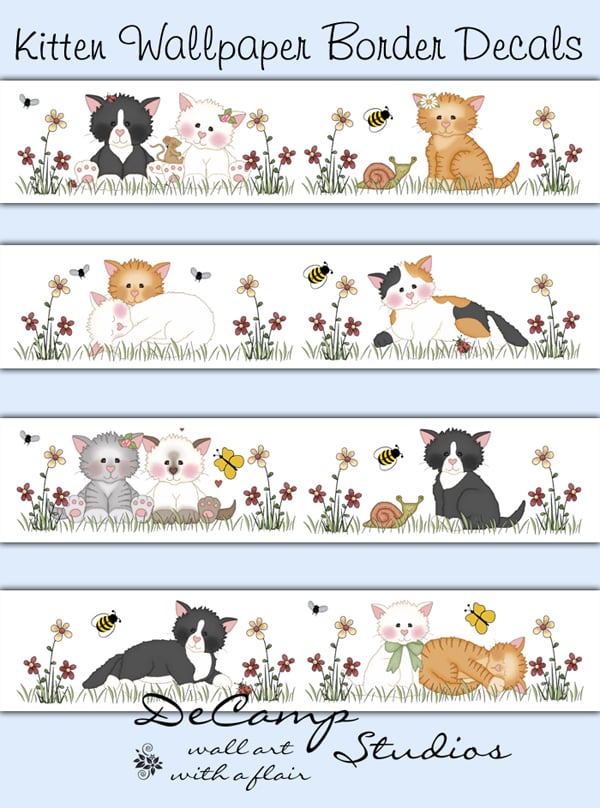 Free download Cat Wallpaper Border Decals Baby Girl Nursery Kitten