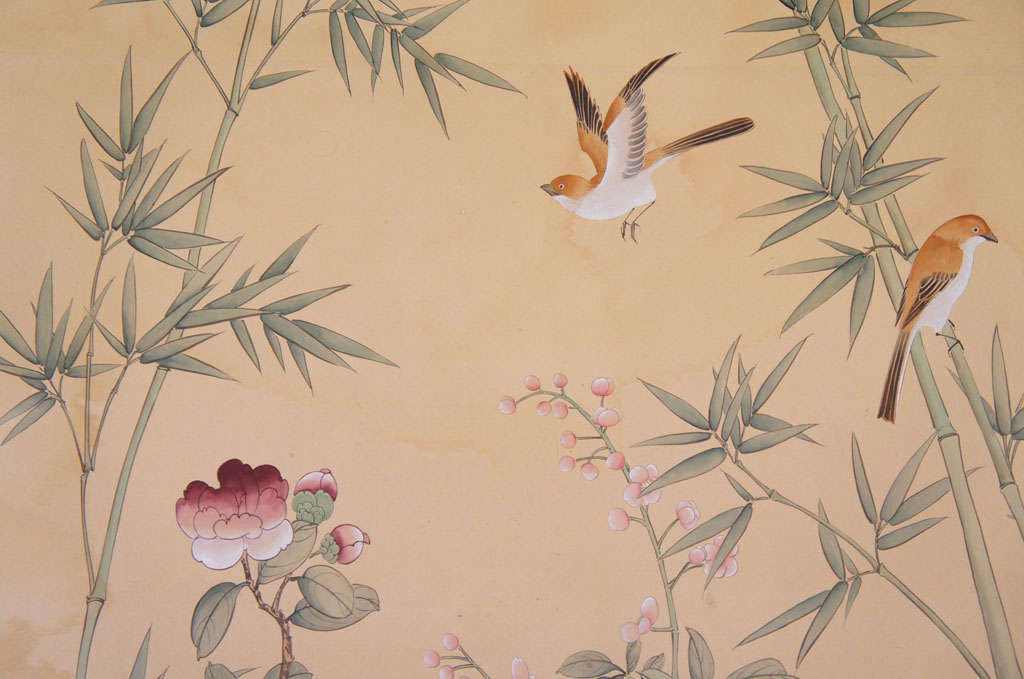 Pair of de Gournay Hand Painted Wallpaper Panels at 1stdibs