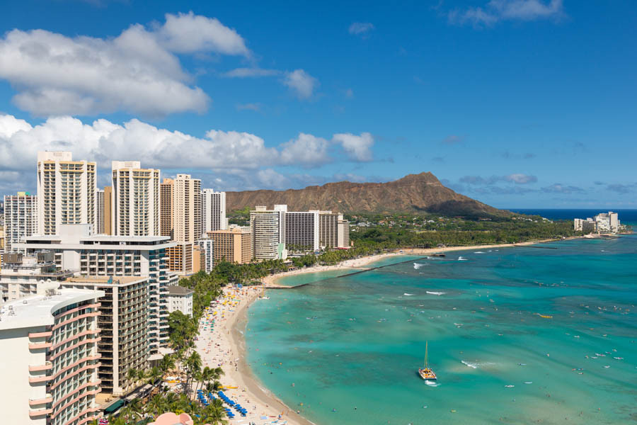 Scenic Of Honolulu City And Waikiki Beach Hawaii Mural