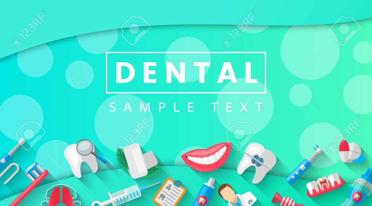 Dental Banner Background Concept With Flat Icons Isolated Vector