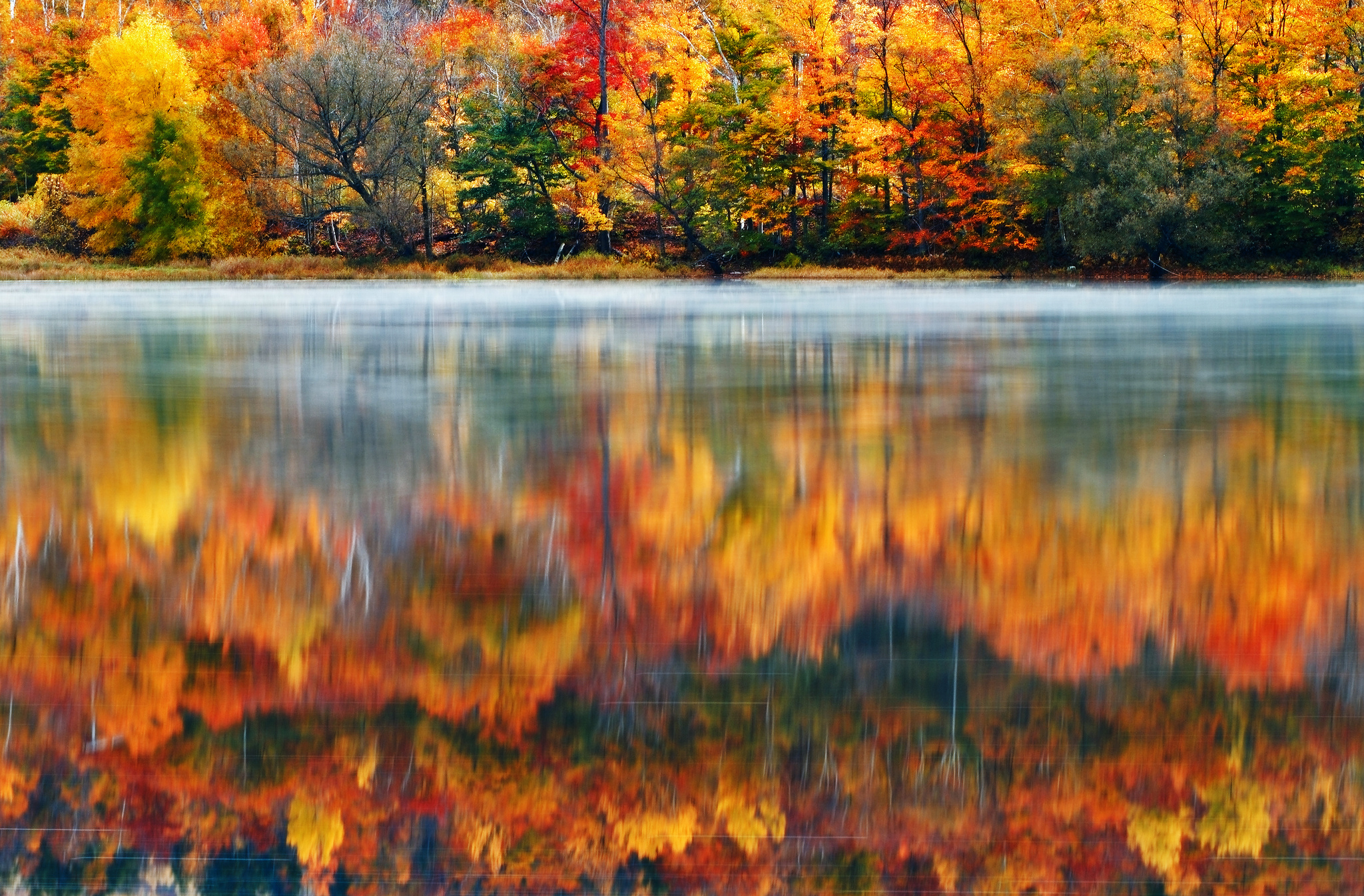 Usa New England Hampshire Nature Morning Lake Wood Paint Klaus