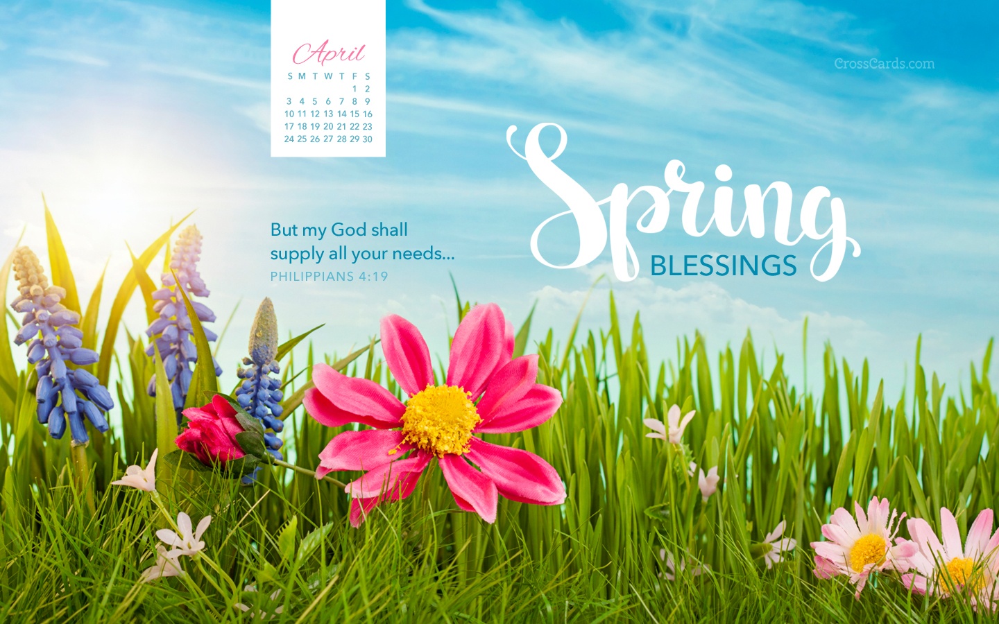 April Spring Blessings Desktop Calendar