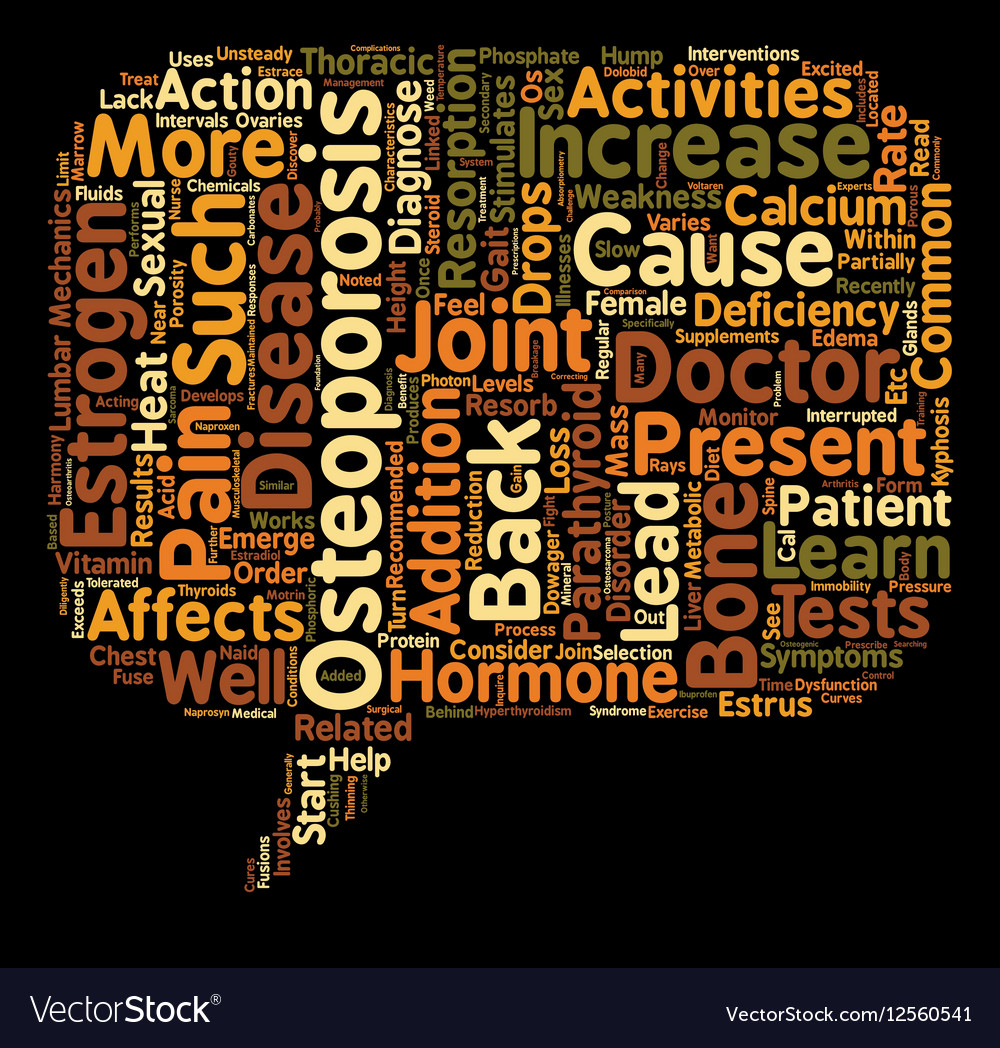 Osteoporosis And Back Pain Text Background Vector Image