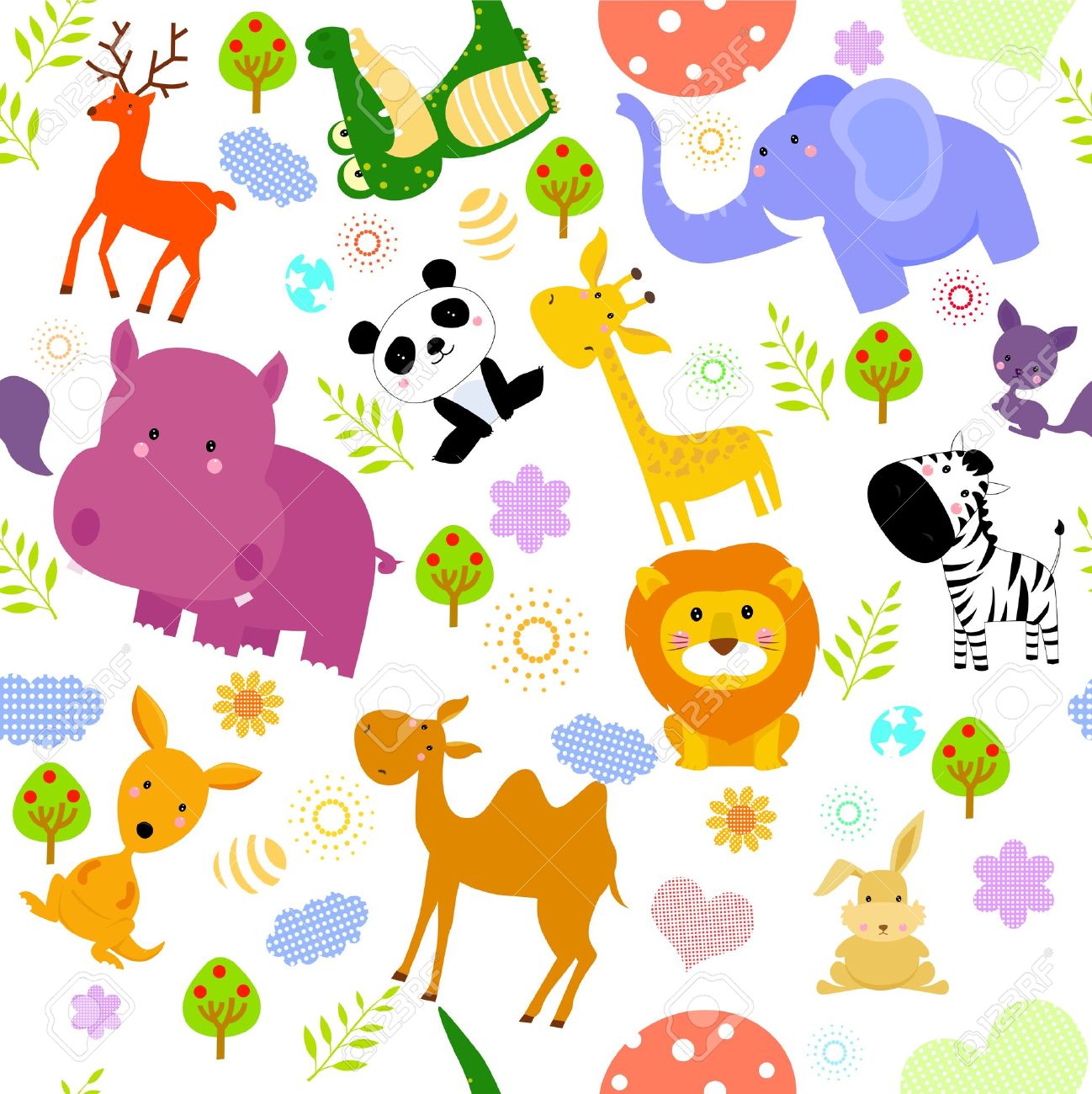Animal Seamless Wallpaper Royalty Free Cliparts Vectors And