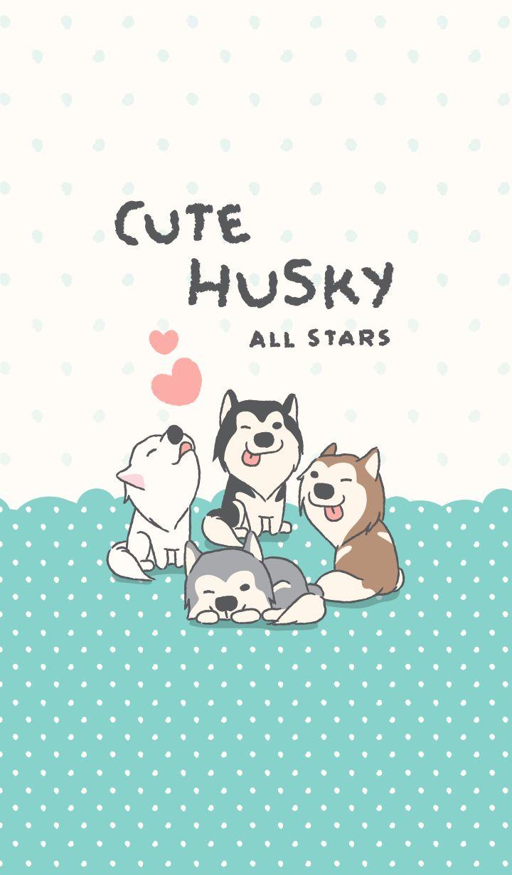 Cute Husky All Stars Theme Cartoon Wallpaper