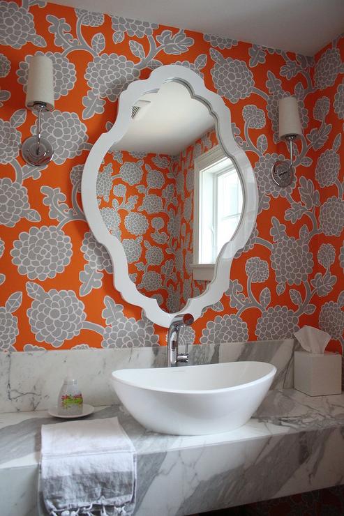 Orange And Gray Bathroom Wallpaper