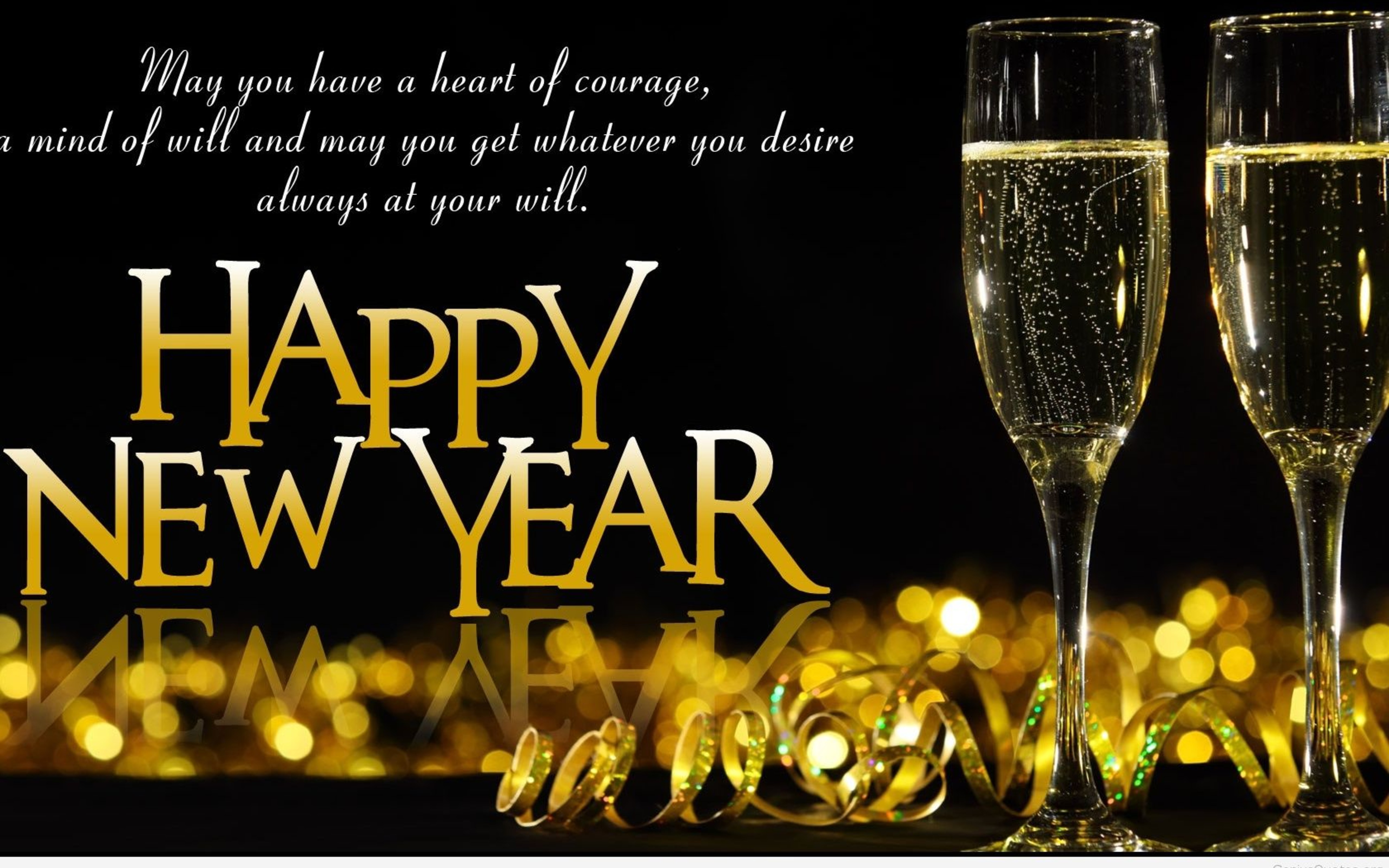 Golden Champagne For A Happy New Year HD Wallpaper